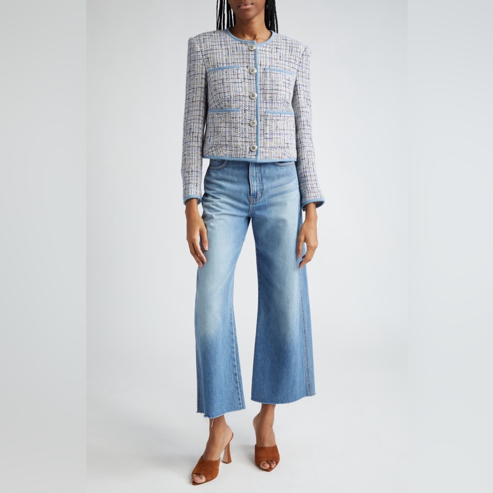 Veronica Beard Taylor Wide Leg Cropped Raw Hem - Like New